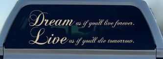Dream as if youll live forever Car or Truck Window Decal Sticker (Desert Sand)