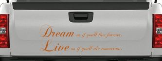 Dream as if youll live forever Car or Truck Window Decal Sticker (Nut Brown)