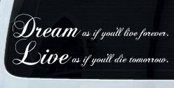 Dream as if youll live forever Car or Truck Window Decal Sticker