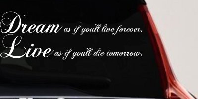 Dream Live Forever Decal Car Truck Window Vinyl Sticker Inspirational