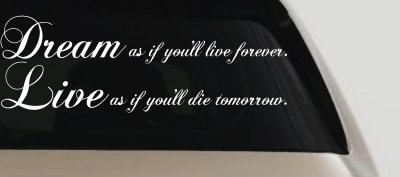 Dream Live Forever Decal Car Truck Window Vinyl Sticker Inspirational