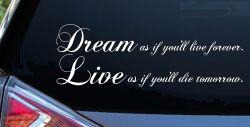 Dream as if youll live forever Car or Truck Window Decal Sticker