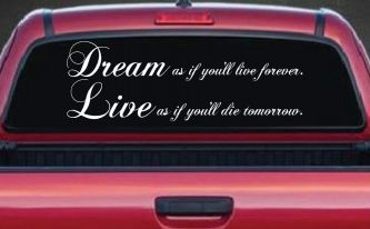 Dream as if youll live forever Car or Truck Window Decal Sticker