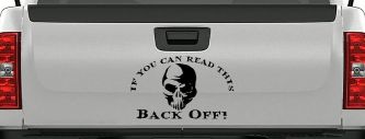If You Can Read This Back Off Skull Car or Truck Window Decal Sticker (Matte Black)