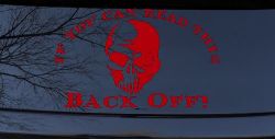 If You Can Read This Back Off Skull Car or Truck Window Decal Sticker (Red)