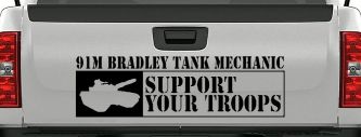 Bradley Tank Mechanic Vinyl Decal Sticker Car Truck Window Military M2 M3 (Black)