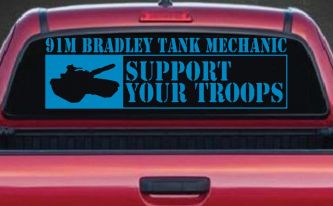 91M Bradley Tank Mechanic Military Car or Truck Window Decal Sticker (Blue)