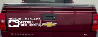 91M Bradley Tank Mechanic Military Car or Truck Window Decal Sticker (White)