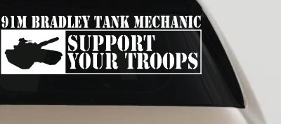 Bradley Tank Mechanic Vinyl Decal Sticker Car Truck Window Military M2 M3