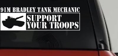 Bradley Tank Mechanic Vinyl Decal Sticker Car Truck Window Military M2 M3