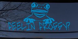 Feelin Froggy Feeling Frog Car or Truck Window Decal Sticker (Blue)