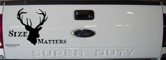Size Matters Big Buck Deer Hunting Car or Truck Window Decal Sticker (Black)