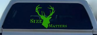 Size Matters Big Buck Deer Hunting Car or Truck Window Decal Sticker (Lime)