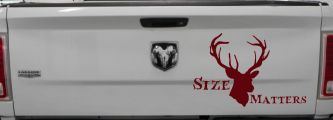 Size Matters Big Buck Deer Hunting Car or Truck Window Decal Sticker (Purple Red)
