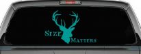 Size Matters Big Buck Deer Hunting Car or Truck Window Decal Sticker (Turquoise)