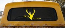 Size Matters Big Buck Deer Hunting Car or Truck Window Decal Sticker (Yellow)