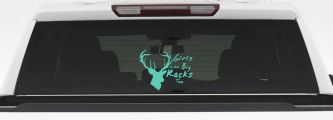 Girls Like Big Racks Too Deer Hunting Car or Truck Window Decal Sticker (Mint)