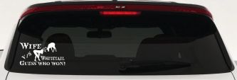 Wife VS Whitetail Hunting Decal - Funny Car Truck Window Sticker (White)