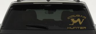 Cougar Hunter Funny Car or Truck Window Decal Sticker (Gold)
