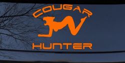 Cougar Hunter Funny Car or Truck Window Decal Sticker (Orange)