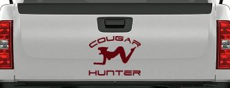 Cougar Hunter Funny Car or Truck Window Decal Sticker (Purple Red)