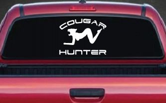 Cougar Hunter Funny Car or Truck Window Decal Sticker