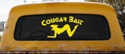 Cougar Bait Funny Car or Truck Window Decal Sticker (Yellow)