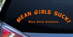 Mean Girls Suck Nice Girls Swallow Funny Car or Truck Window Decal Sticker (Orange)