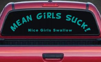 Mean Girls Suck Nice Girls Swallow Funny Decal Sticker for Cars & Trucks (Turquoise)
