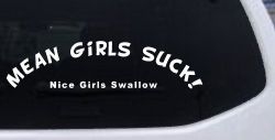 Mean Girls Suck Nice Girls Swallow Funny Car or Truck Window Decal Sticker