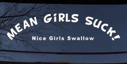 Mean Girls Suck Nice Girls Swallow Funny Car or Truck Window Decal Sticker