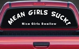 Mean Girls Suck Nice Girls Swallow Funny Car or Truck Window Decal Sticker