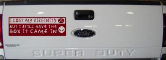 Funny I Lost My Virginity But I Still Have The Box It Came In Car or Truck Window Decal Sticker (Burgundy)