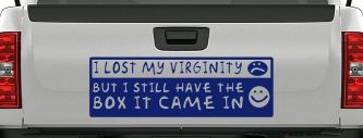 Funny I Lost My Virginity But I Still Have The Box It Came In Car or Truck Window Decal Sticker (Navy)