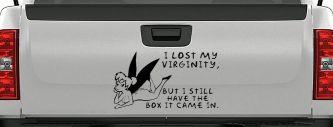 Funny I lost My Virginity But I still Have the Box It Came In Car or Truck Window Decal Sticker (Black)