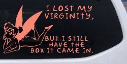 Funny I lost My Virginity But I still Have the Box It Came In Car or Truck Window Decal Sticker (Coral)