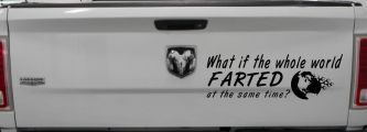 Funny What If The Whole World Farted at The Same Time Car or Truck Window Decal Sticker (Black)