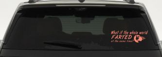 Funny What If The Whole World Farted at The Same Time Car or Truck Window Decal Sticker (Coral)