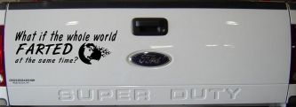 Funny What If The Whole World Farted at The Same Time Car or Truck Window Decal Sticker (Matte Black)