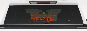 Funny What If The Whole World Farted at The Same Time Car or Truck Window Decal Sticker (Orange Red)
