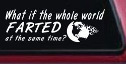 Funny What If The Whole World Farted at The Same Time Car or Truck Window Decal Sticker