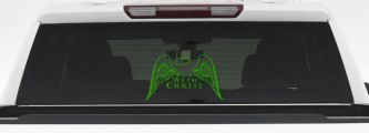 Fly With Christ Halo and Angel Wings Christian Car or Truck Window Decal Sticker (Lime)