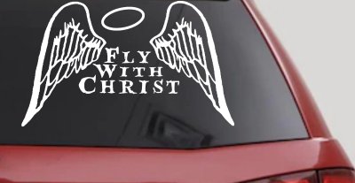 Fly With Christ Halo Angel Wings Christian Car Truck Window Vinyl Decal