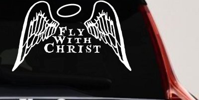 Fly With Christ Halo Angel Wings Christian Car Truck Window Vinyl Decal