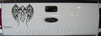 Tribal Wings and Cross Christian Car or Truck Window Decal Sticker (Black)