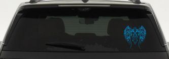 Tribal Wings and Cross Christian Car or Truck Window Decal Sticker (Blue)