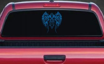 Tribal Wings and Cross Christian Car or Truck Window Decal Sticker (Sky Blue)