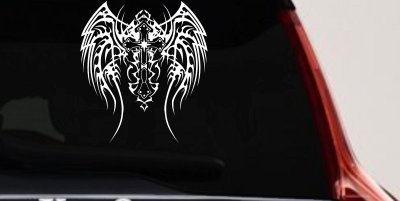 Tribal Wings Cross Christian Decal Sticker for Car Truck Window Vinyl