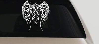 Tribal Wings Cross Christian Decal Sticker for Car Truck Window Vinyl