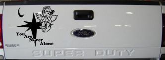 Guardian Angel Christian Decal for Car Truck Window - You Are Never Alone (Black)